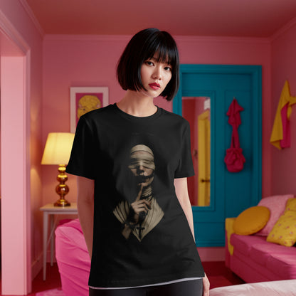 Gothic Nun Graphic T-Shirt, Black, Poly-Cotton Blend, DryBlend 50/50 Poly Cotton