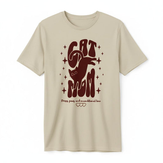 B&B Print Your Vibe “Cat MOM” Women’s T-Shirt – Beige Pet Lovers Graphic Tee