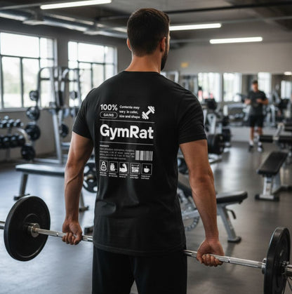 B&B Print Your Vibe “GymRat” Unisex T-Shirt – Black 50/50 DryBlend Cotton Polyester – Moisture-Wicking Athletic Tee