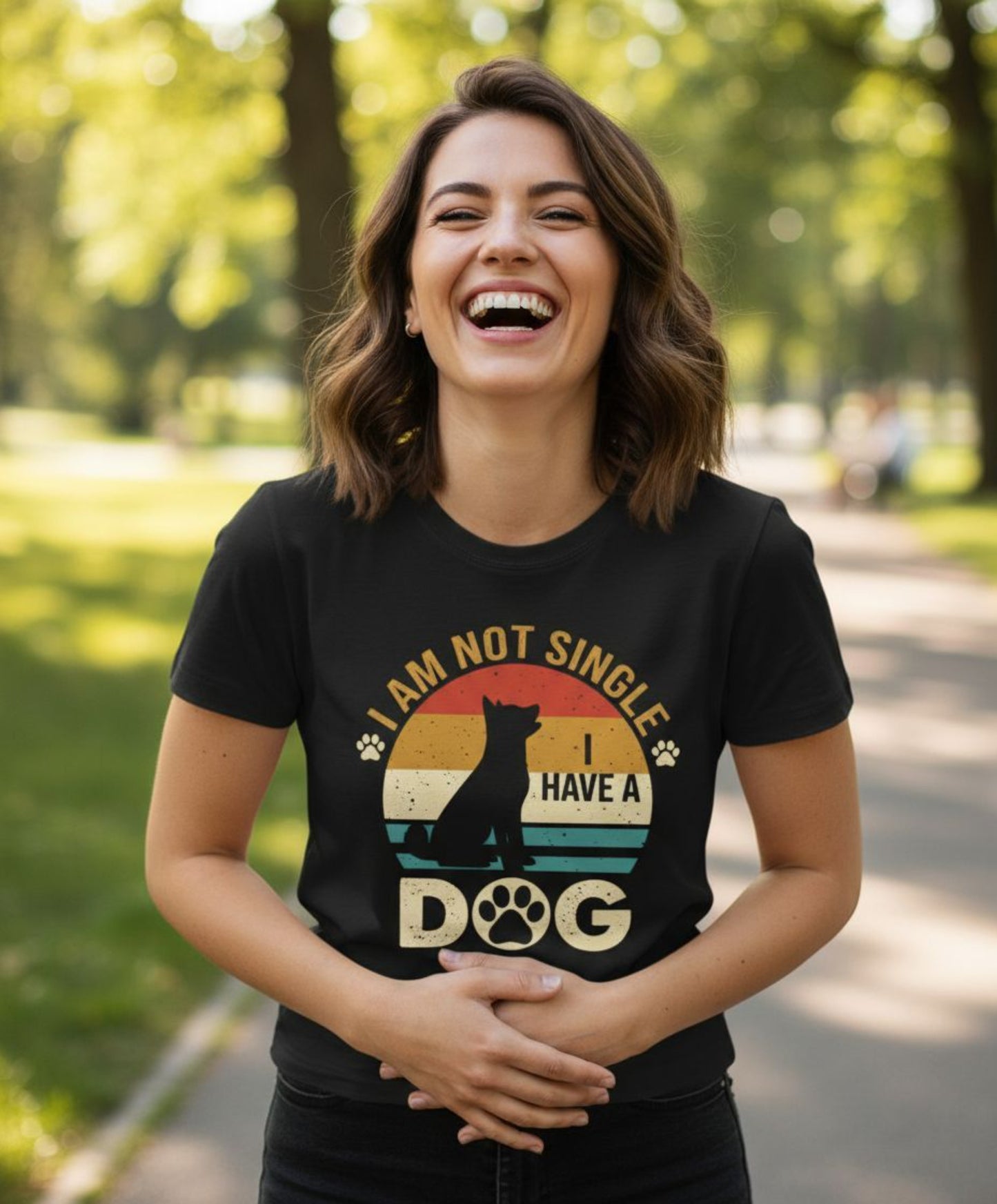 B&B Print Your Vibe “I’m Not Single, I Have a DOG” Unisex T-Shirt – 100% Cotton Funny Graphic Tee for Dog Lovers