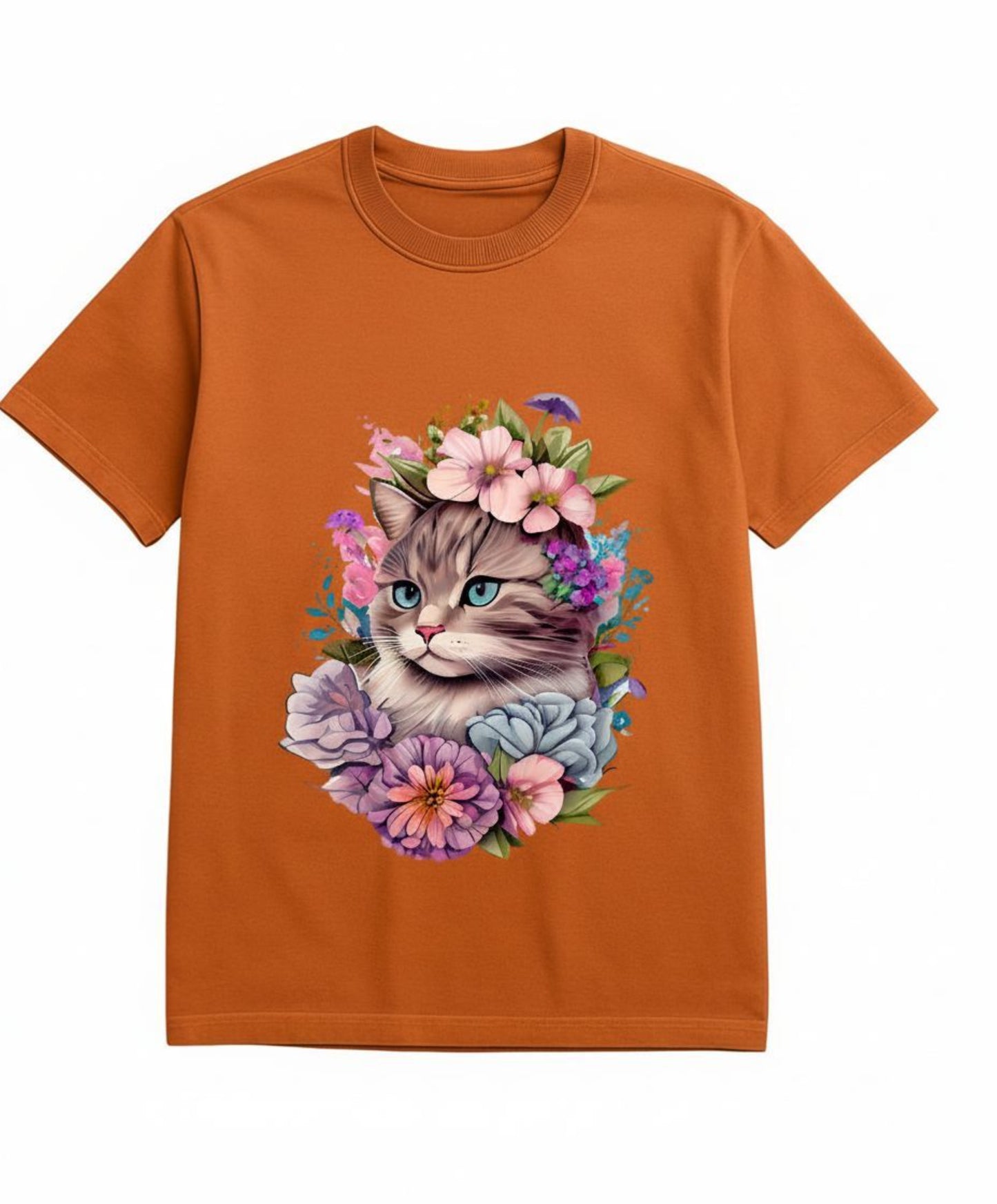 B&B Print Your Vibe “Cute and colorful  Women’s Graphic Cat T-Shirt 100% Cotton Fun Pet Lover Tee – Soft Casual
